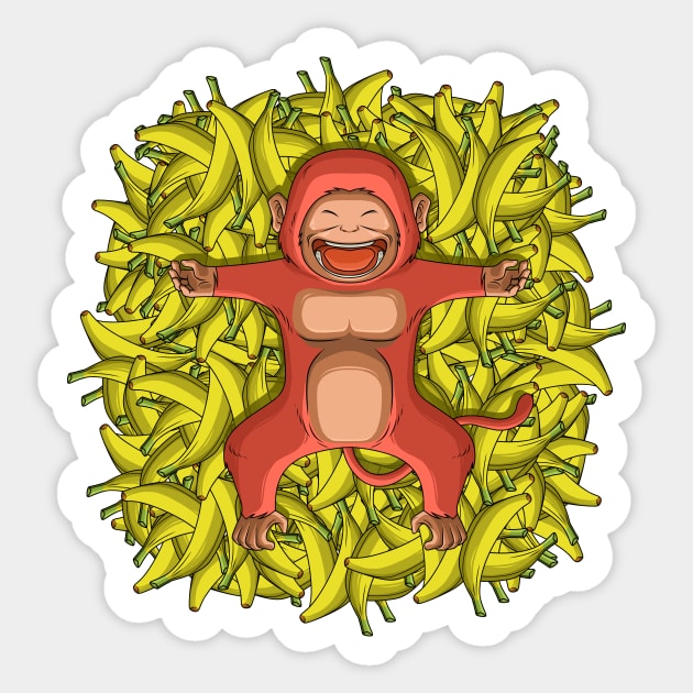 Monkey and Lots of bananas Sticker by Kanvasdesign